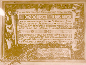 Iscrizione commemorativa del col. Alfredo Vignoli