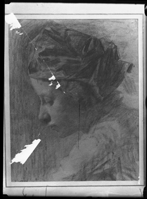 Ritratto di donna a carboncino di Pellizza da Volpedo