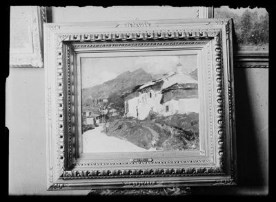 Quadro di vedute su case esposto alla mostra dell'ottocento ad Alessandria