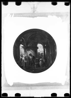 Miniatura con scena all'interno di un covento, dipinto a olio di G. Migliara