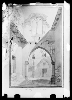 Chiesa in rovina, acquarello di G. Migliara