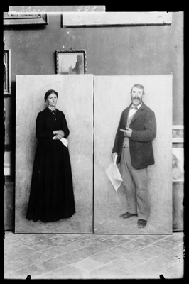 Ritratti del padre e della madre, dipinti a olio di Pellizza da Volpedo