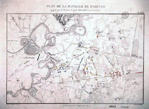 Plan de la Bataille de Marengo, gaignée par le Premier Consul Bonaparte le 14 juin 1800