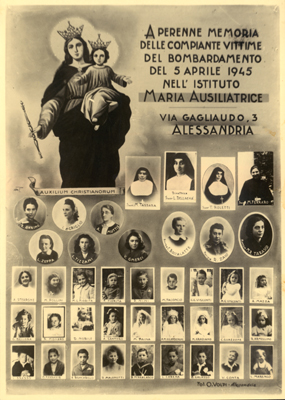 Targa a ricordo delle vittime del bombardamento del 5 aprile 1945 nell'Istituto Maria Ausiliatrice di Alessandria